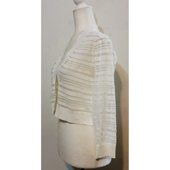 Calvin Klein Women Size M Sheer 3/4 Sleeve Open Cropped White Cardigan Staple - Picture 8 of 15